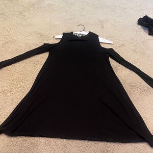 Hype Black Long Sleeve Cold Shoulder Dress